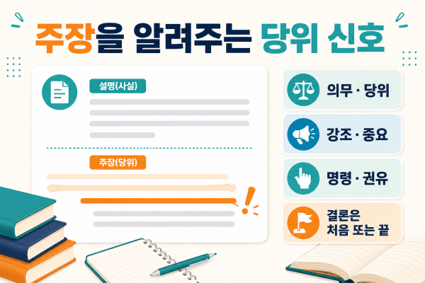 주장을 알려주는 당위 신호 개념도